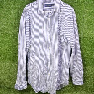 Ralph Lauren Button-Up Shirt - blue and white striped pattern - Men's Size XLT